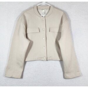 H&M Sweatshirt Cardigan Sz S Light Beige Dropped Shoulders Soft Cozy NWT